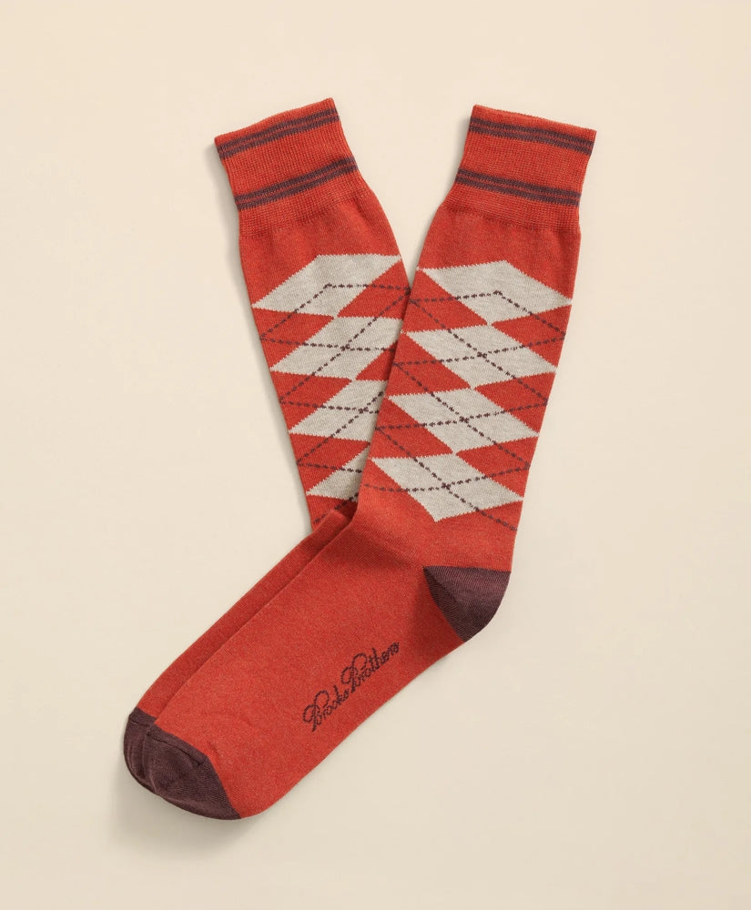 Cotton-Blend Tipped Argyle Socks | Brooks Brothers online shop