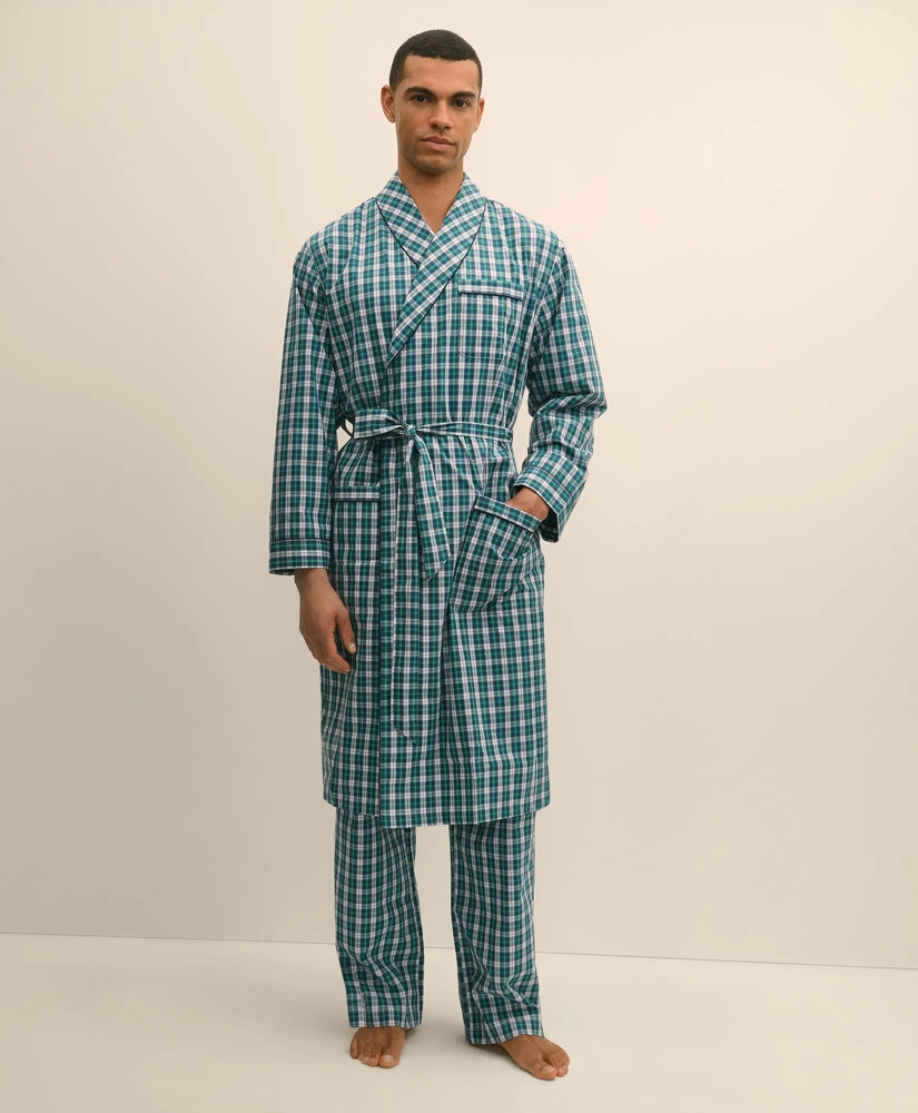 Cotton Broadcloth Plaid Robe | Brooks Brothers discount