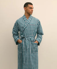 Cotton Broadcloth Plaid Robe | Brooks Brothers discount