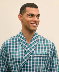 Cotton Broadcloth Plaid Robe | Brooks Brothers discount