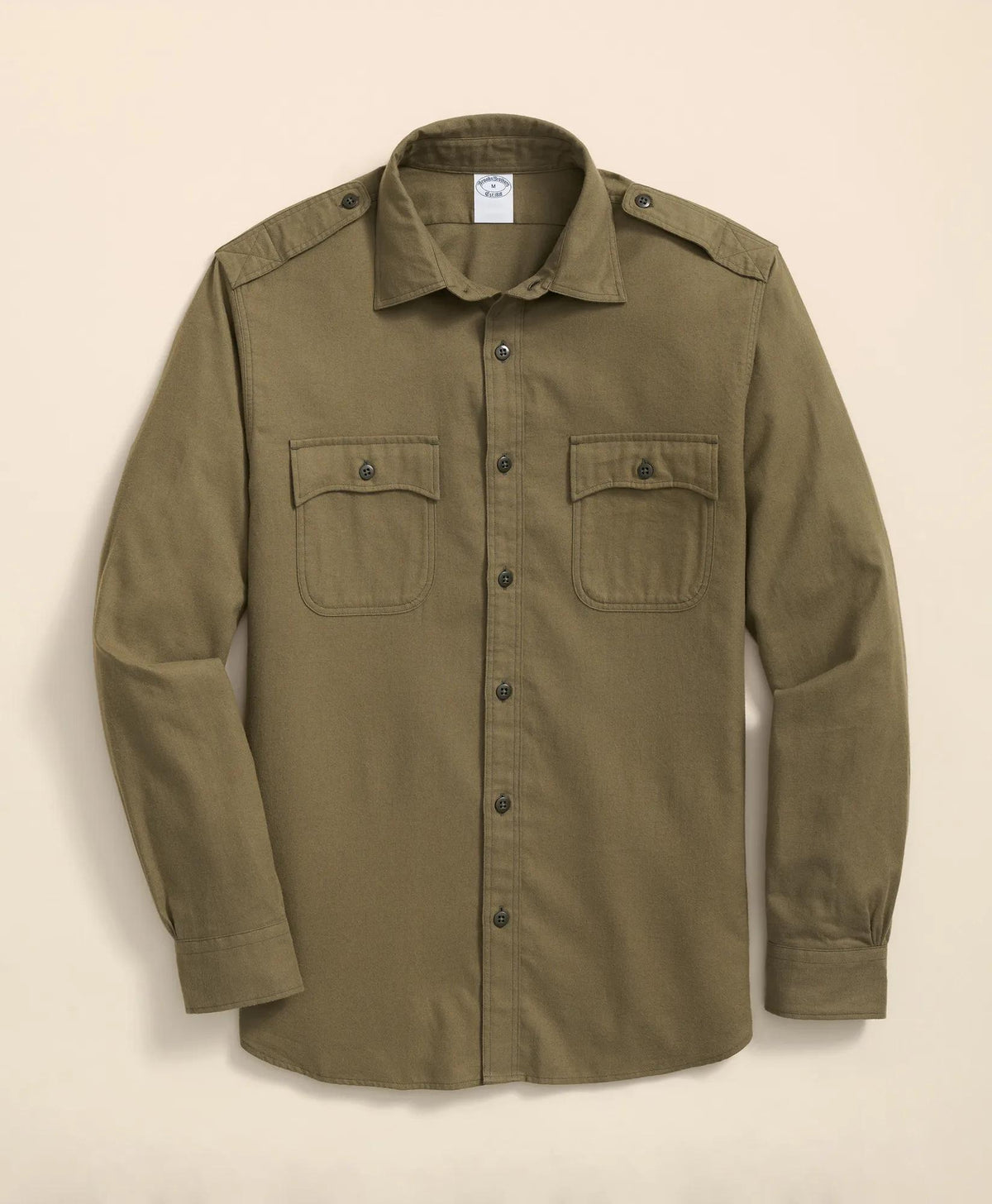 Cotton-Cashmere Flannel Military Sport Shirt | Brooks Brothers on sale
