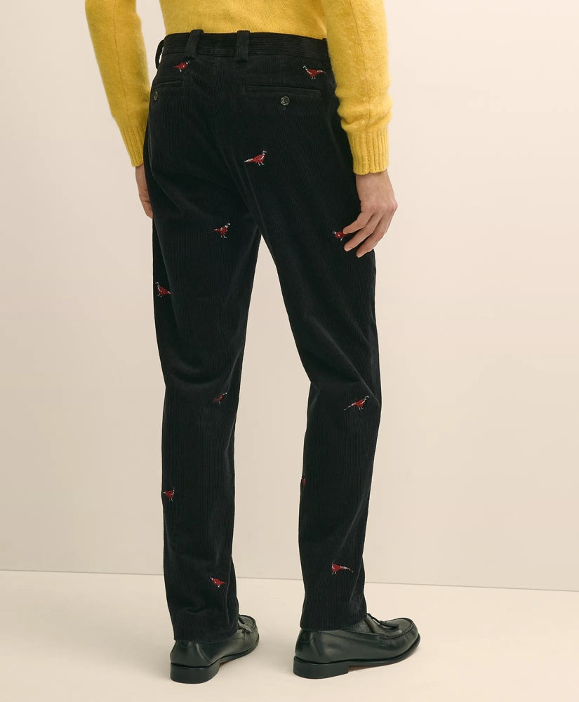 Slim Fit Cotton Corduroy Pheasant-Embroidered Chino | Brooks Brothers sale