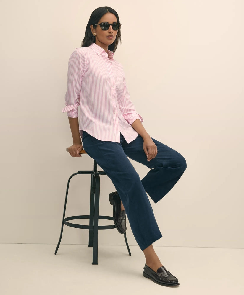 Cotton Corduroy Wide Leg Cropped Pants | Brooks Brothers online shop