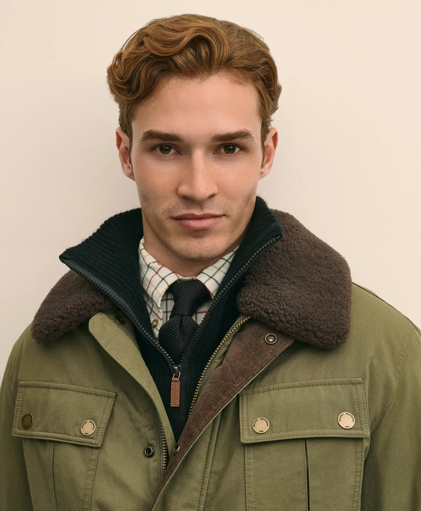 Cotton Field Jacket With Removable Shearling Collar | Brooks Brothers discount