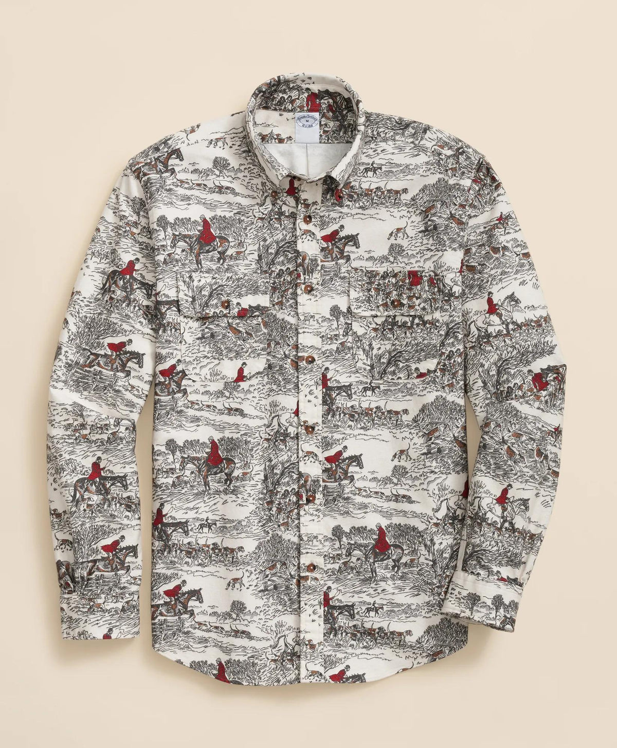 Cotton Flannel Archive Equestrian Print Sport Shirt | Brooks Brothers for sale