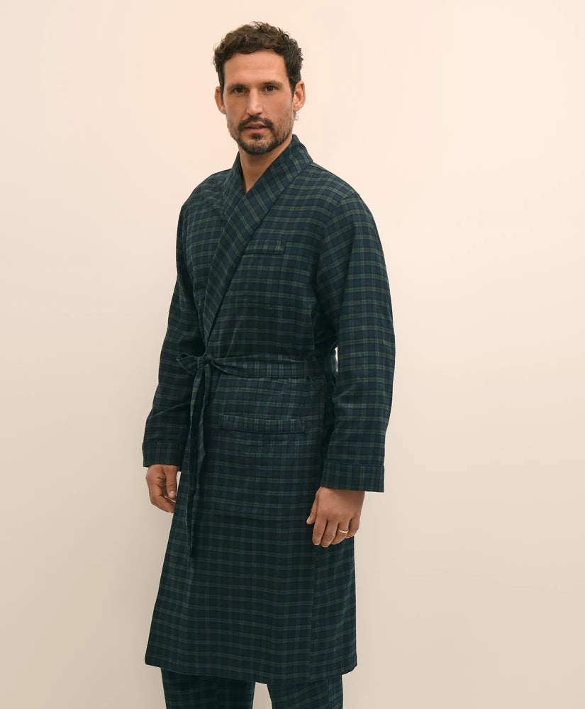 Cotton Flannel Tartan Robe | Brooks Brothers discount
