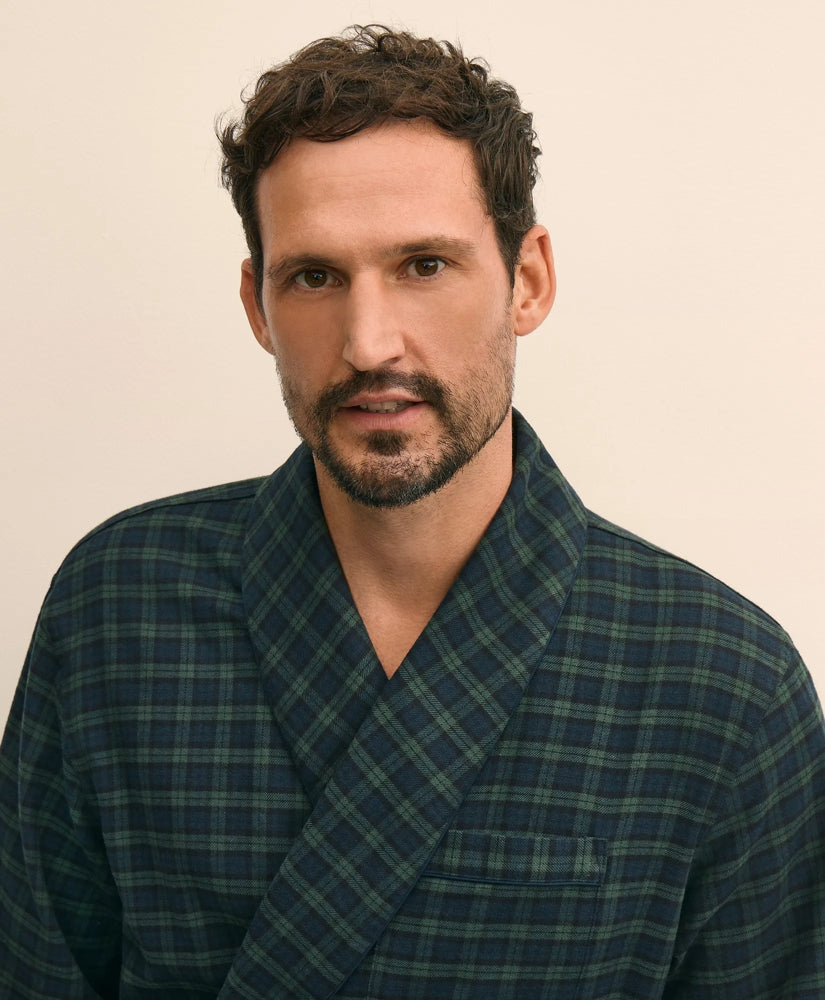 Cotton Flannel Tartan Robe | Brooks Brothers discount