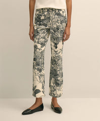 Cotton Floral Cropped Kick Flare Jeans | Brooks Brothers discount