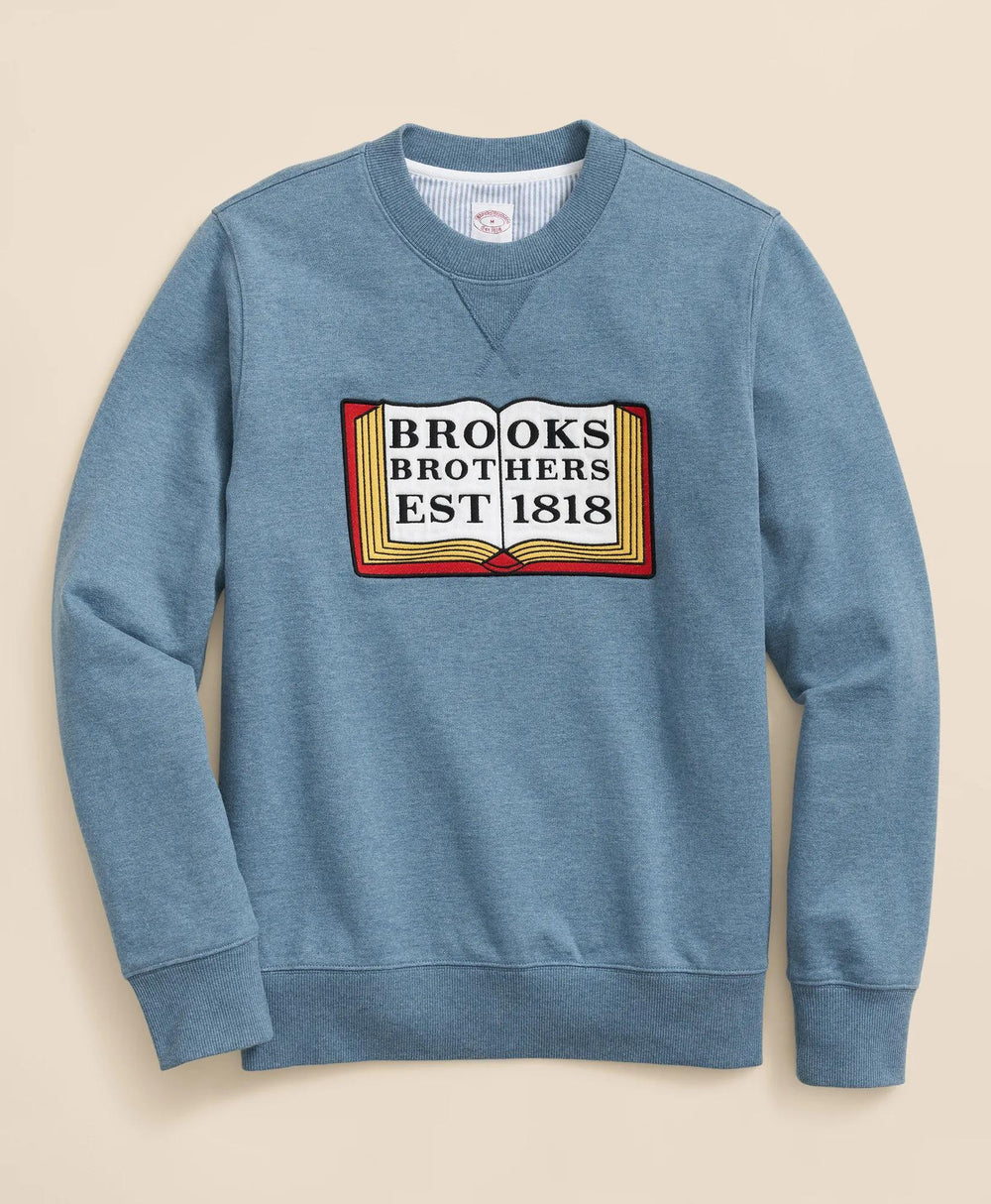 Cotton French Terry Embroidered Book Sweatshirt | Brooks Brothers on sale