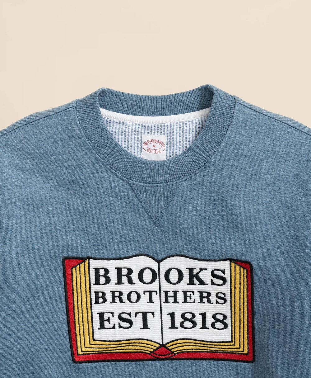 Cotton French Terry Embroidered Book Sweatshirt | Brooks Brothers on sale