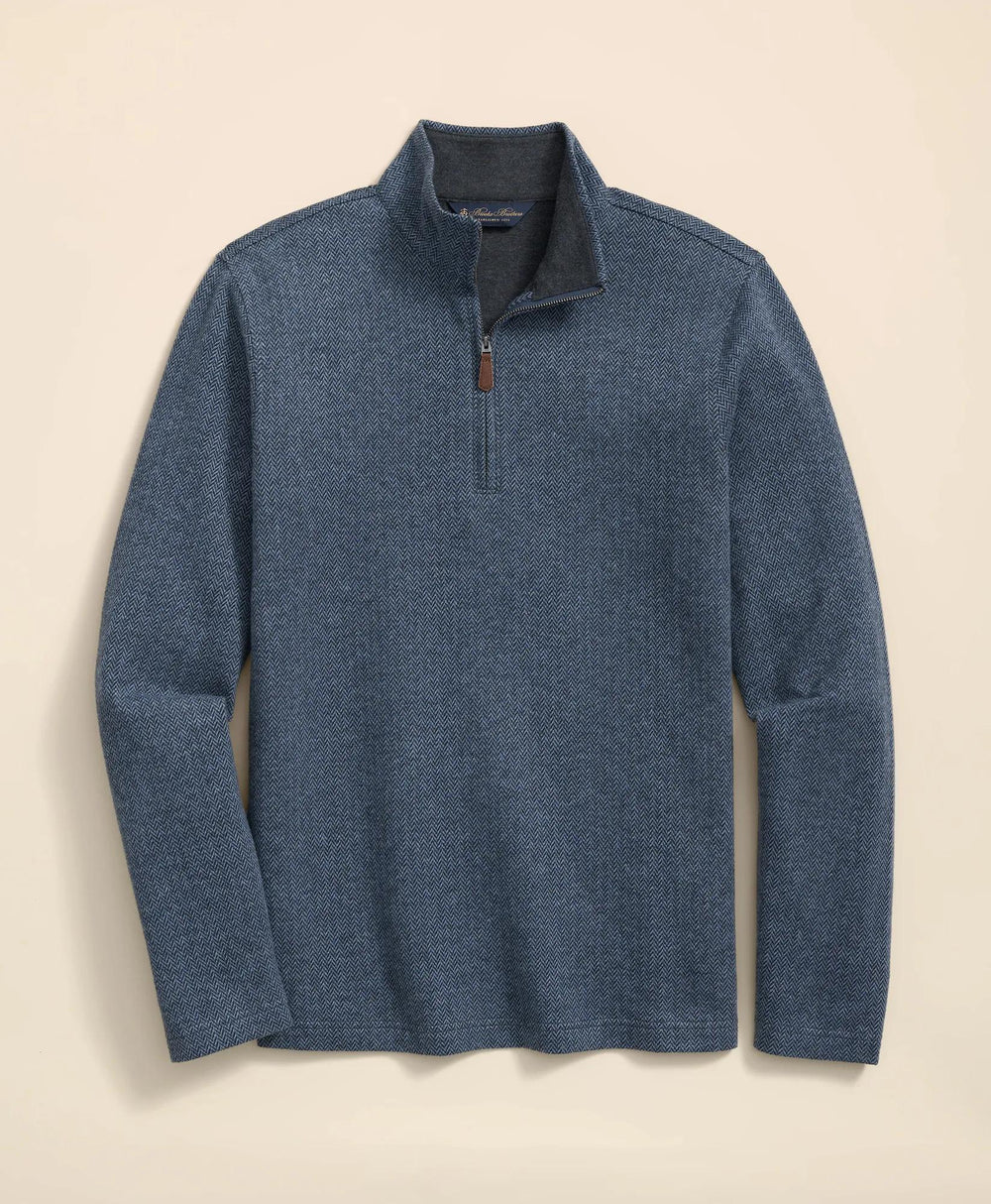 Cotton Herringbone Quarter-Zip | Brooks Brothers online shop