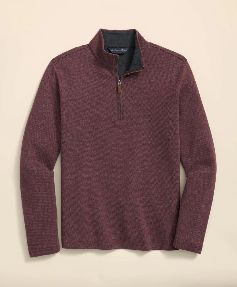 Cotton Herringbone Quarter-Zip | Brooks Brothers online shop