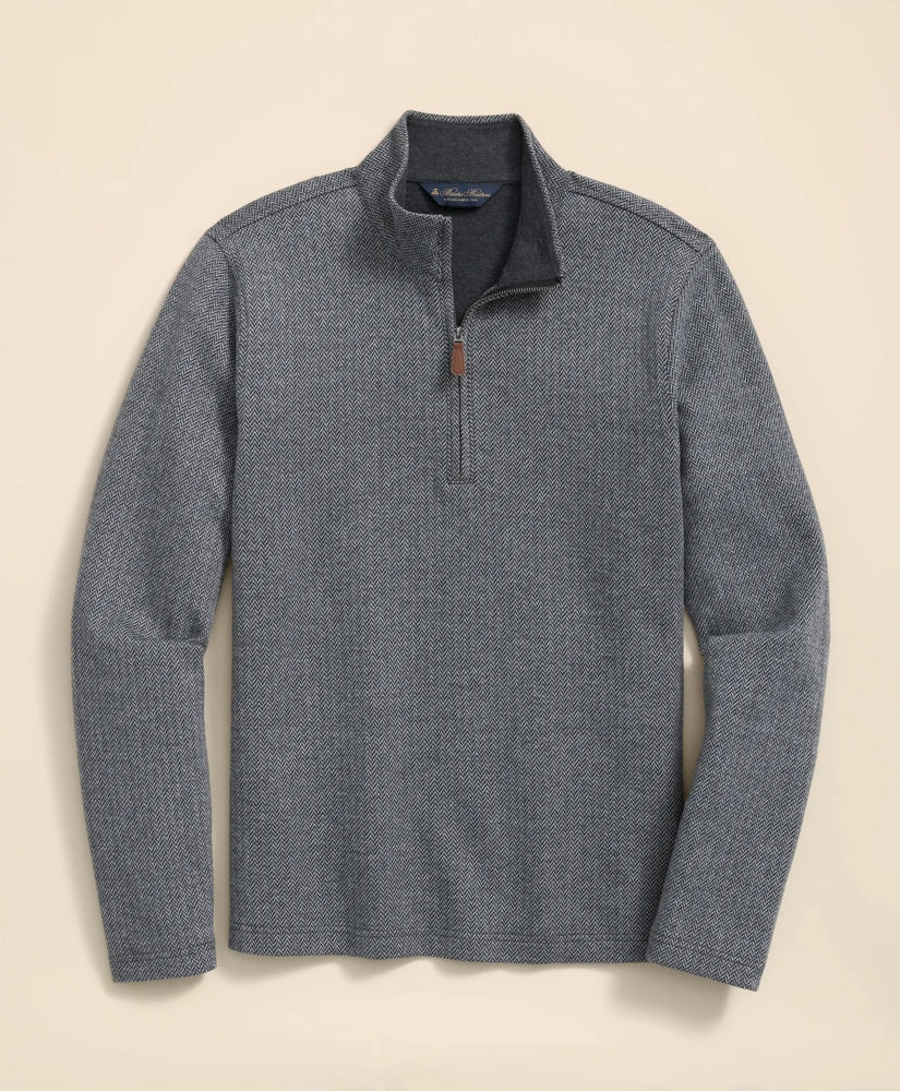Cotton Herringbone Quarter-Zip | Brooks Brothers online shop