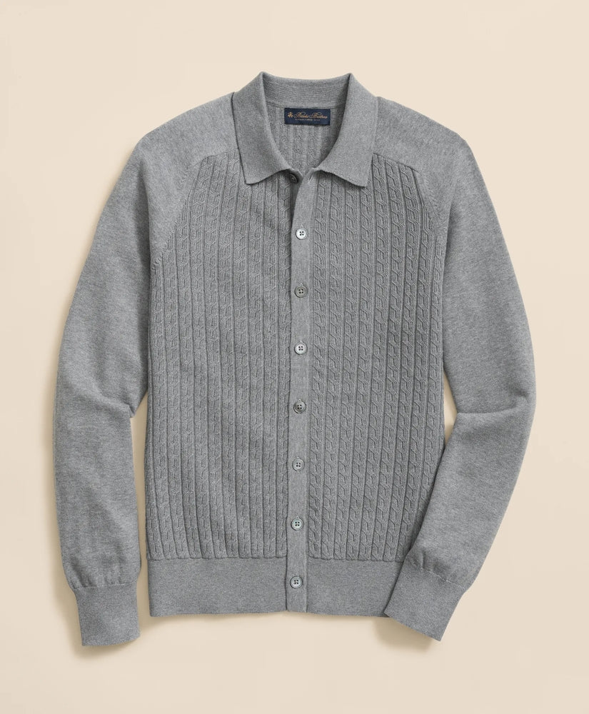 Cotton Mini-Cable Polo Cardigan | Brooks Brothers online