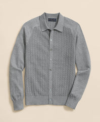 Cotton Mini-Cable Polo Cardigan | Brooks Brothers online