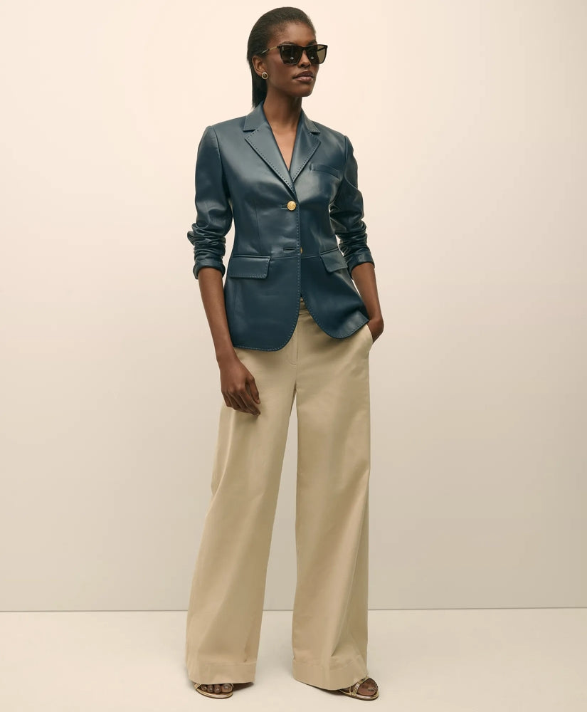Cotton Twill Wide-Leg Pant | Brooks Brothers discount