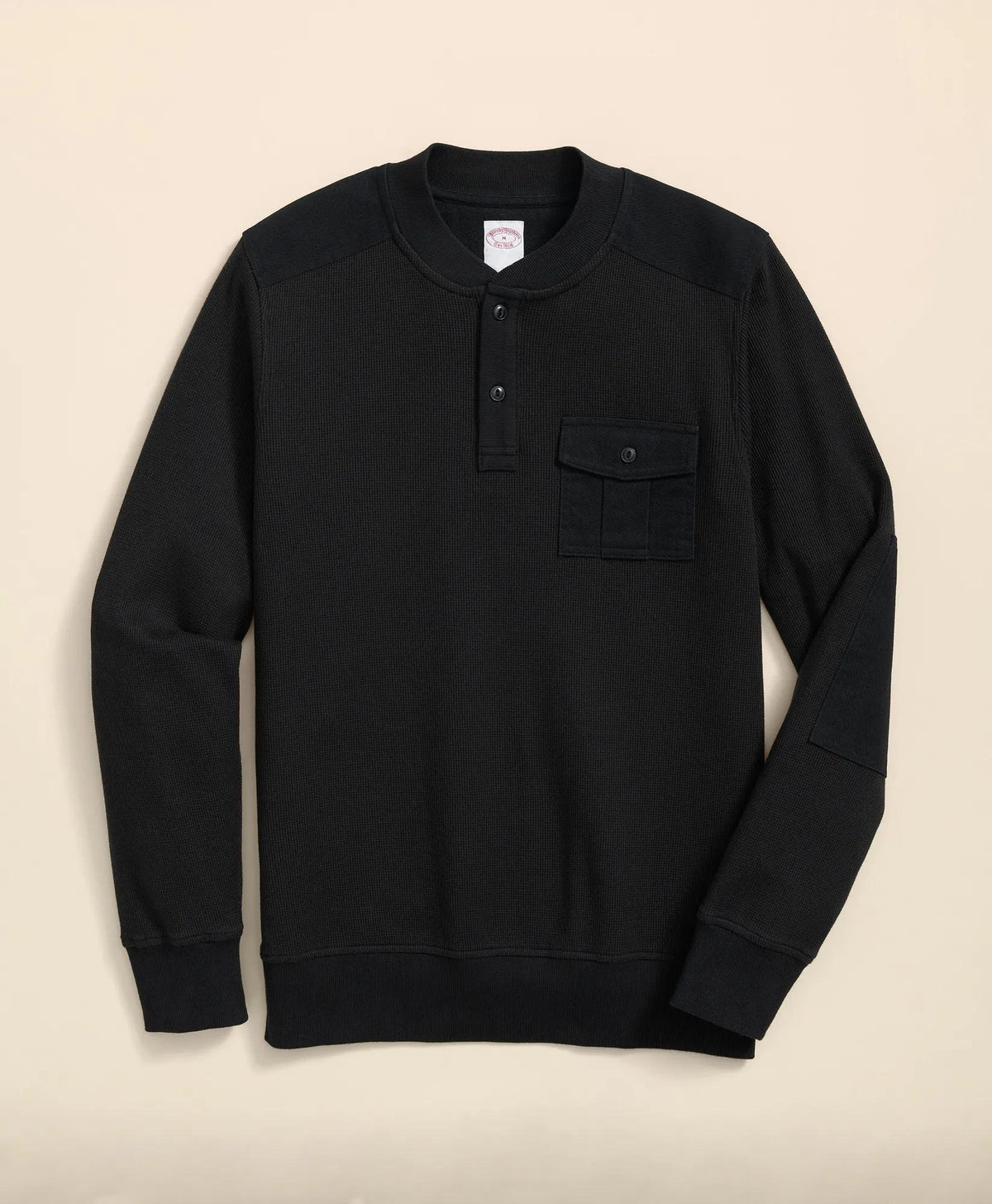 Cotton-Wool Blend Waffle Knit Henley | Brooks Brothers on sale