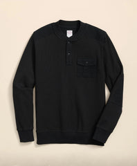 Cotton-Wool Blend Waffle Knit Henley | Brooks Brothers on sale