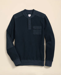 Cotton-Wool Blend Waffle Knit Henley | Brooks Brothers on sale