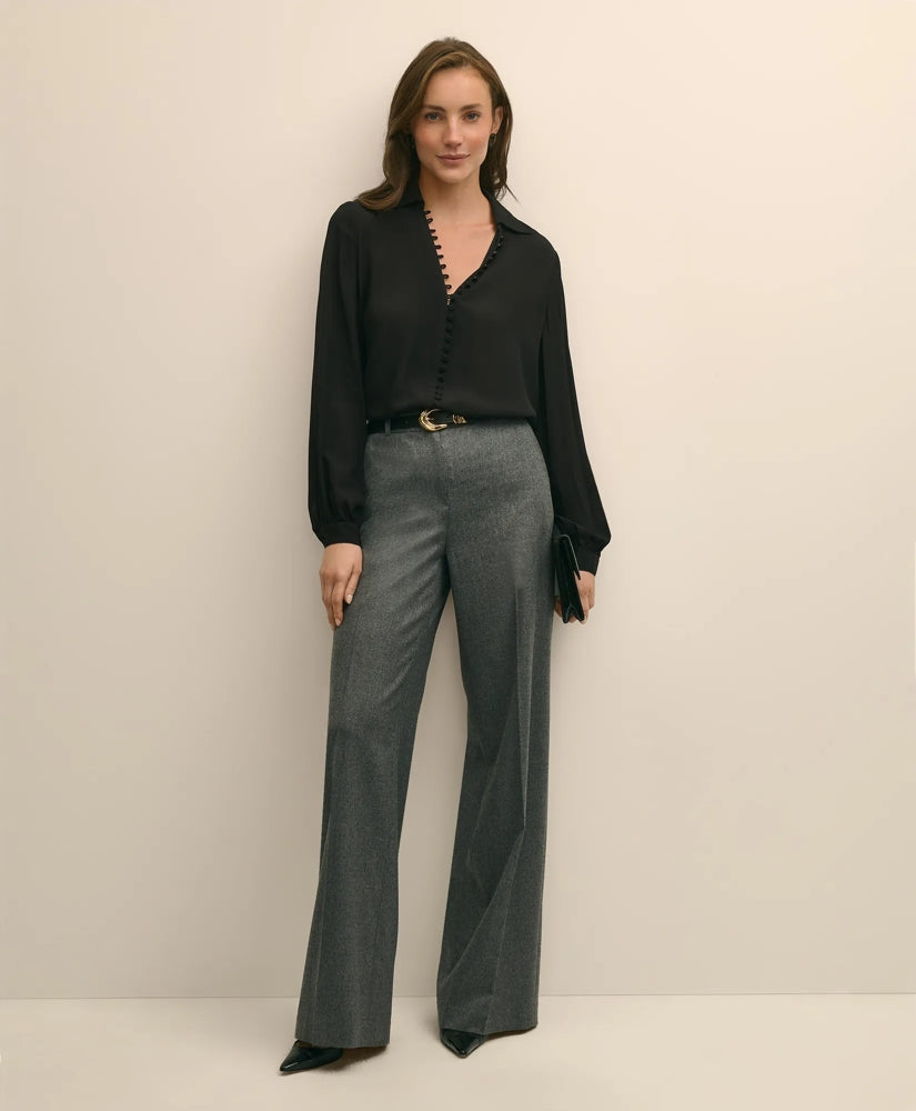 Crepe Open V-Neck Blouse | Brooks Brothers sale