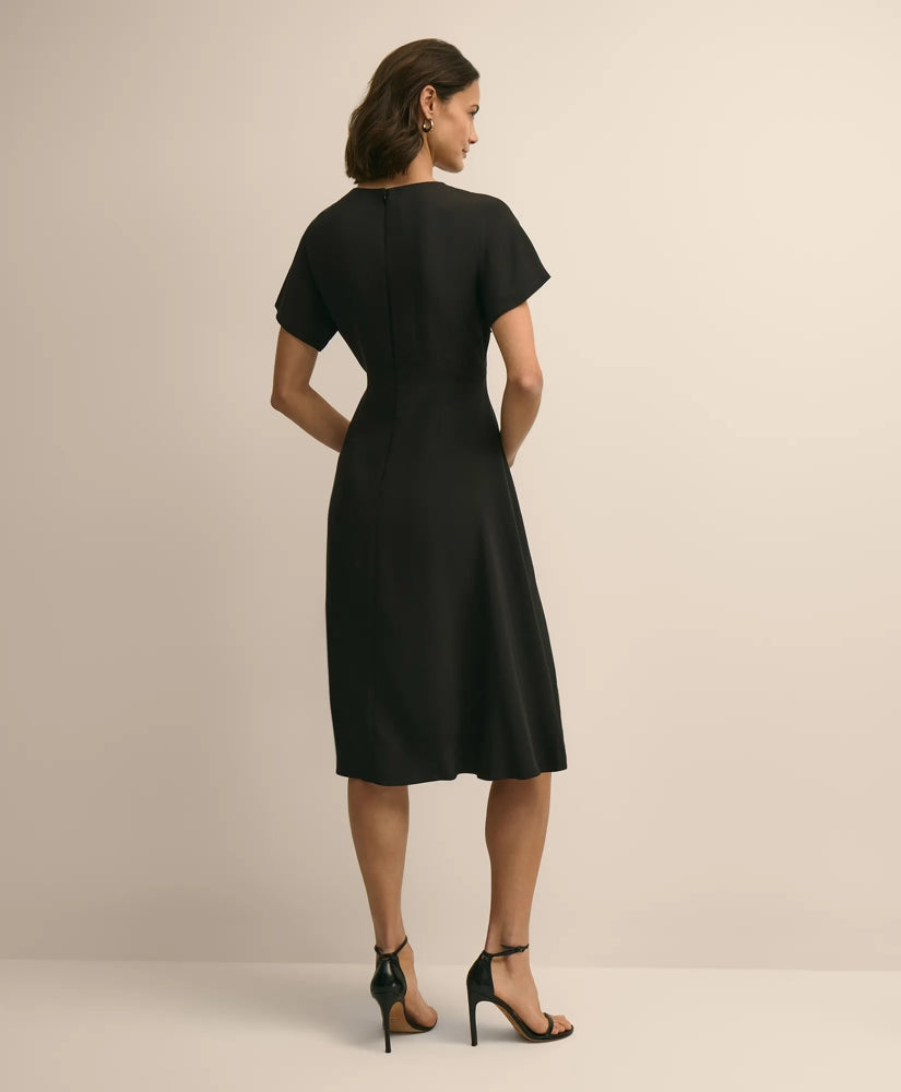 Crepe Viscose Butterfly Sleeve Dress | Brooks Brothers on sale