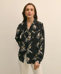 Crepe Viscose Relaxed Bird-Print Blouse | Brooks Brothers on sale