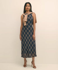 Crinkle Chiffon Plaid Maxi Dress | Brooks Brothers for sale