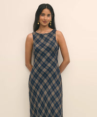 Crinkle Chiffon Plaid Maxi Dress | Brooks Brothers for sale