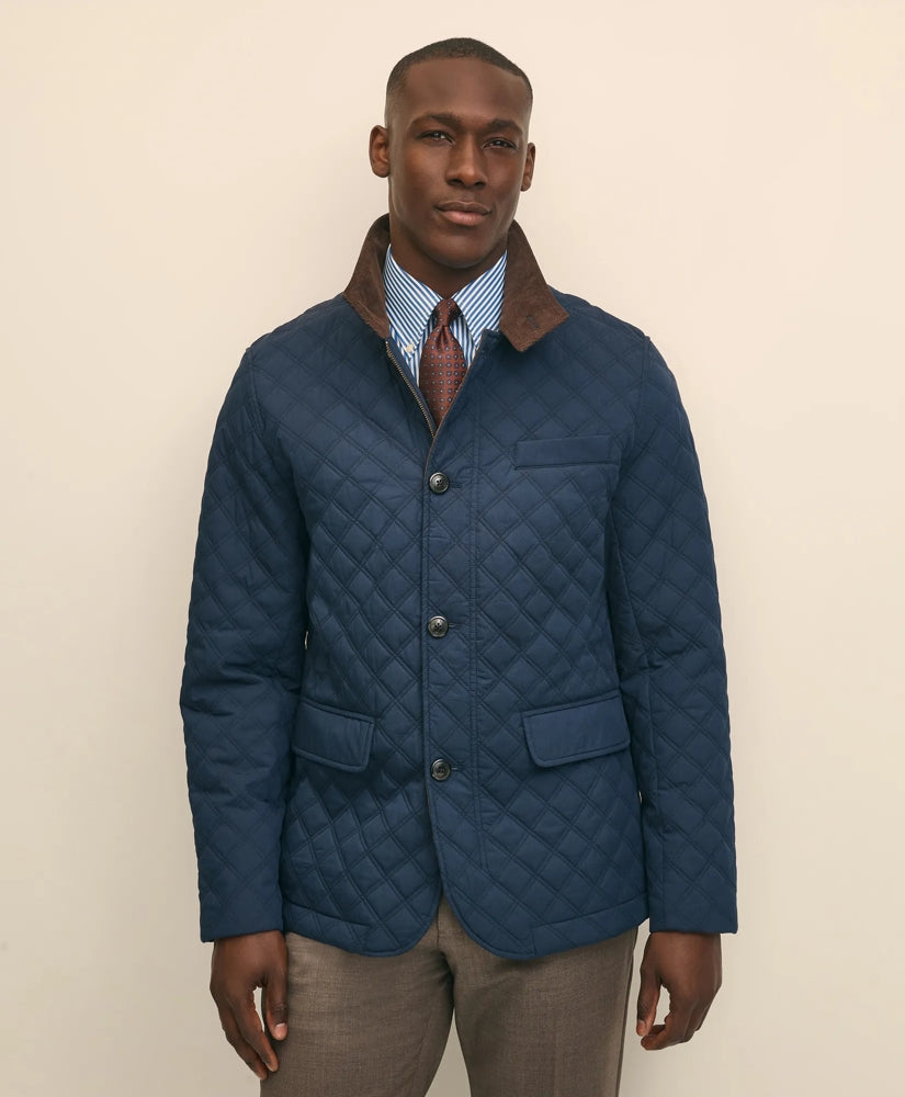 Diamond-Quilted Blazer in Cotton Blend | Brooks Brothers online