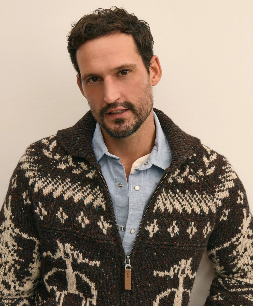 Donegal Wool Emblem Chunky Zip Cardigan | Brooks Brothers cheap