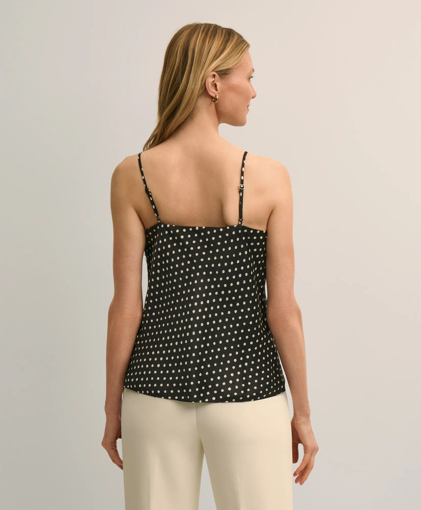 Dot-Print Lace-Trim Cami in Silk Charmeuse | Brooks Brothers online shop