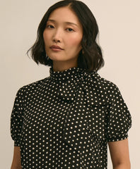 Dot-Print Tie-Neck Blouse | Brooks Brothers online shop