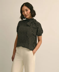 Dot-Print Tie-Neck Blouse | Brooks Brothers online shop