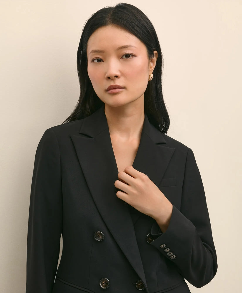Double-Breasted Peak Lapel Jacket in Fine Twill Stretch Crepe | Brooks Brothers online