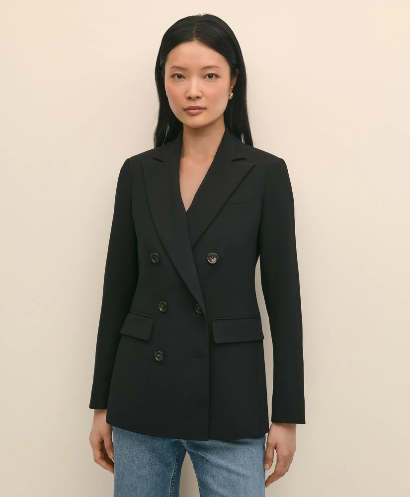 Double-Breasted Peak Lapel Jacket in Fine Twill Stretch Crepe | Brooks Brothers online