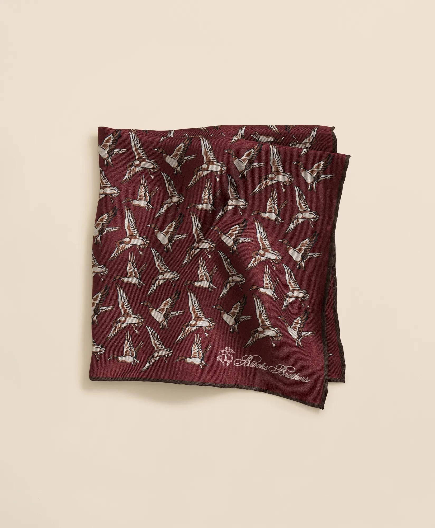 Duck Motif Silk Pocket Square | Brooks Brothers on sale