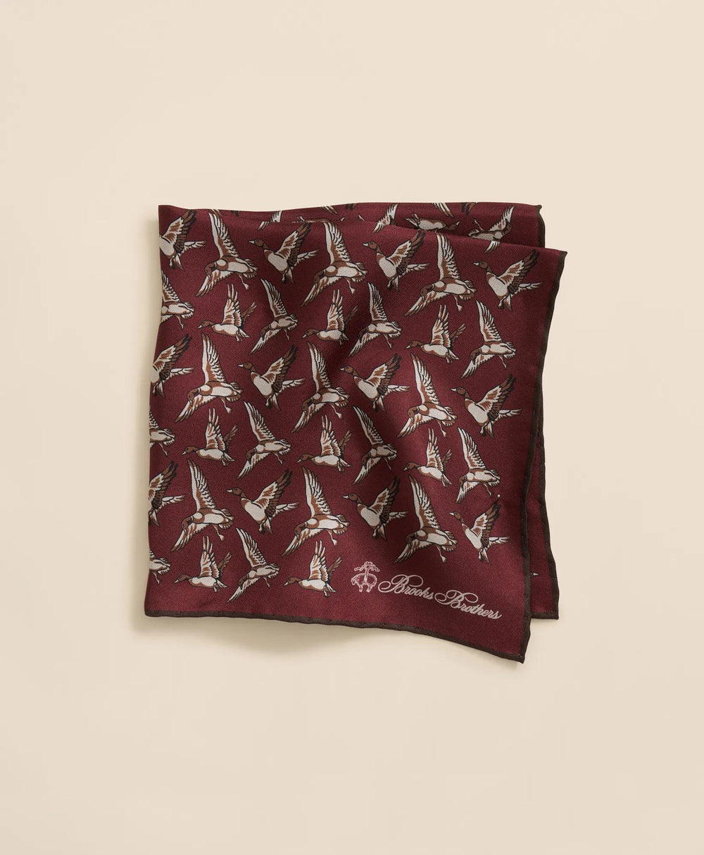 Duck Motif Silk Pocket Square | Brooks Brothers on sale