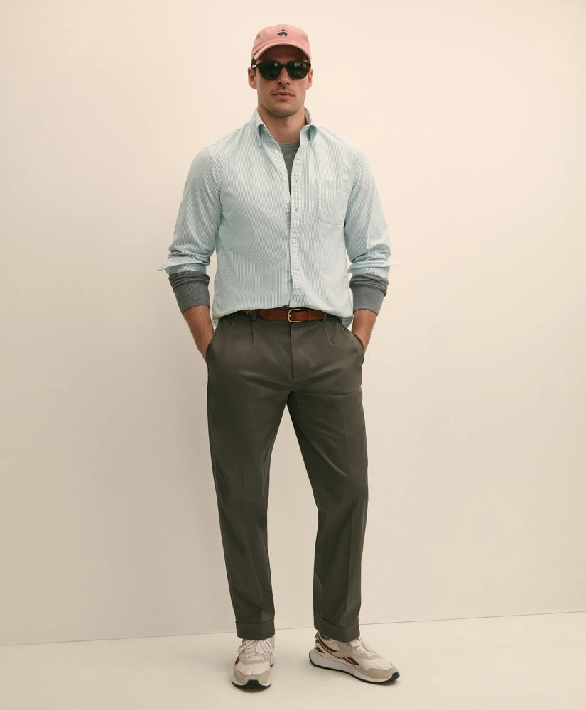Pleated Traditional Fit Stretch Cotton Advantage Chino® Pants | Brooks Brothers online