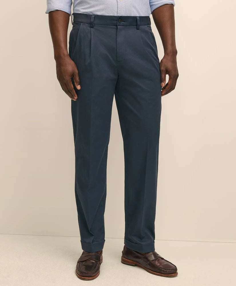 Pleated Traditional Fit Stretch Cotton Advantage Chino® Pants | Brooks Brothers online