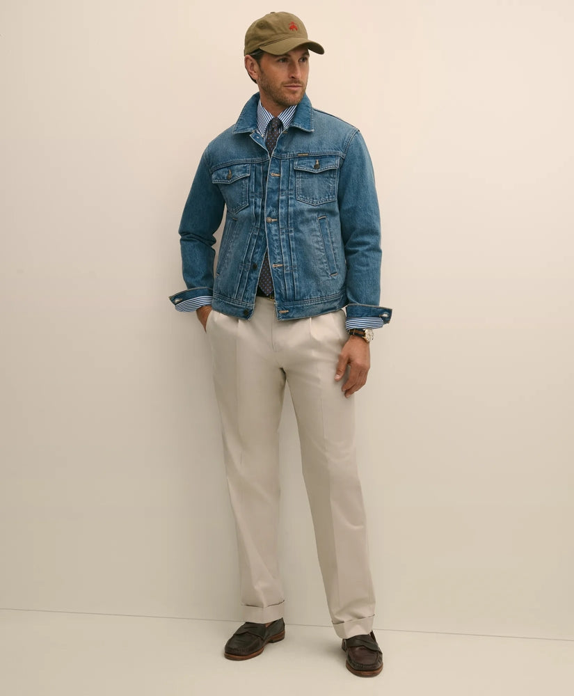 Pleated Traditional Fit Stretch Cotton Advantage Chino® Pants | Brooks Brothers online