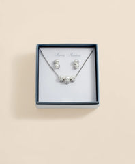 Faux Pearl Cubic-Zirconia Cluster Necklace and Earrings Set | Brooks Brothers online