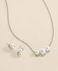 Faux Pearl Cubic-Zirconia Cluster Necklace and Earrings Set | Brooks Brothers online