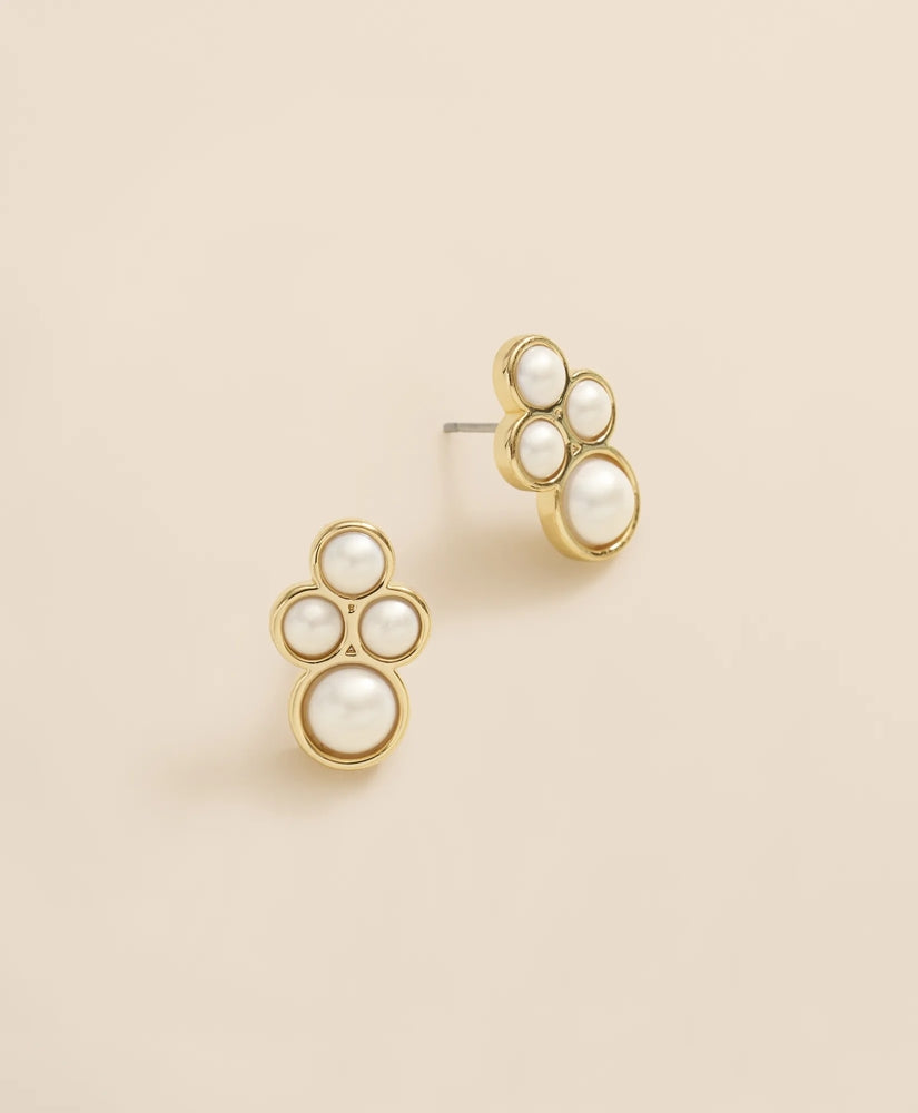 Faux-Pearl Gold-Plated Cluster Earrings | Brooks Brothers online