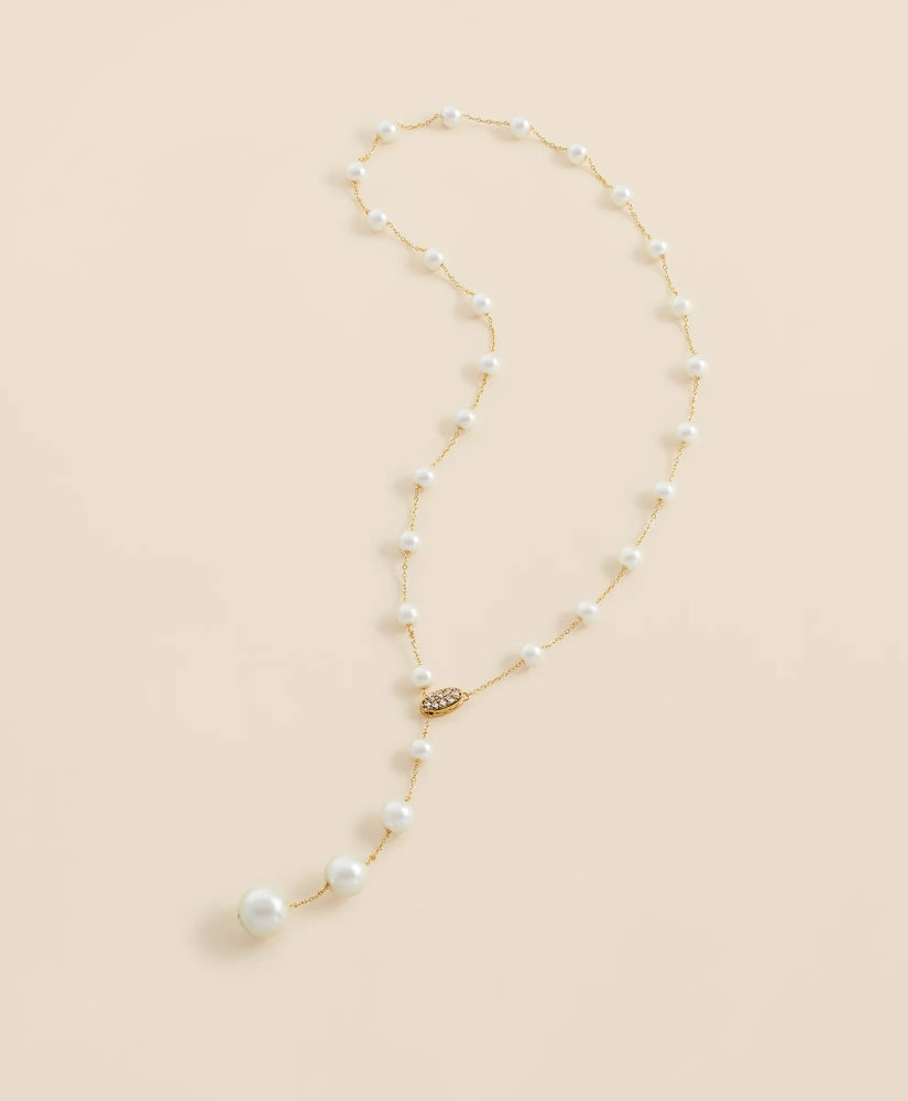 Faux Pearl & Gold-Toned Y-Neck Necklace | Brooks Brothers cheap