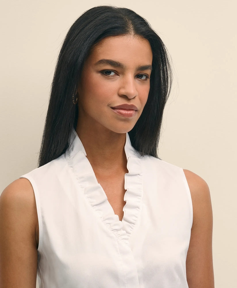 Fitted Non-Iron Stretch Supima® Cotton Ruffle Shirt | Brooks Brothers online