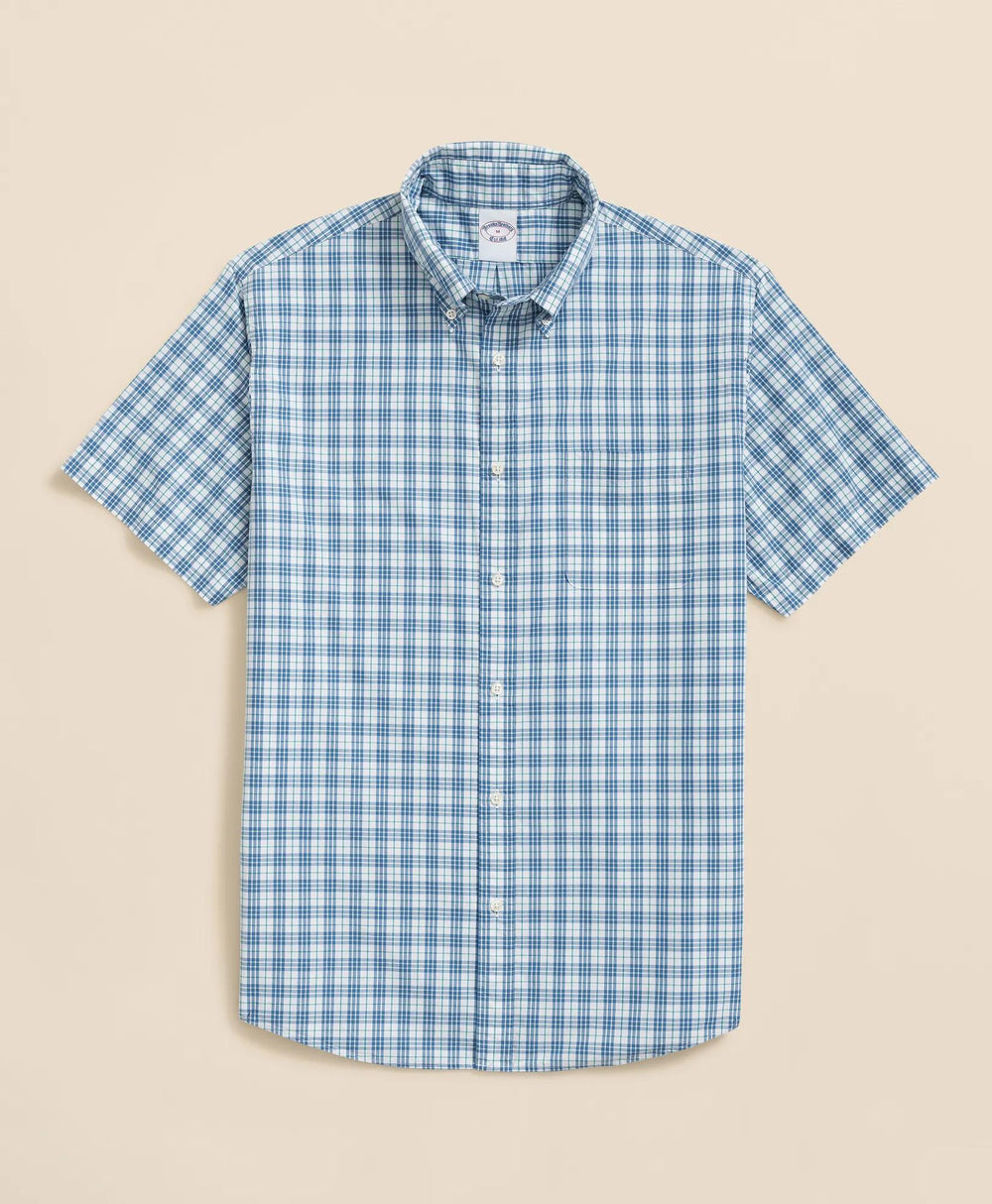 Friday Shirt, Poplin Short-Sleeve Grid Checks | Brooks Brothers online shop