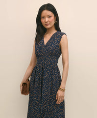 Georgette Crepe Abstract Print Faux-Wrap Dress | Brooks Brothers online