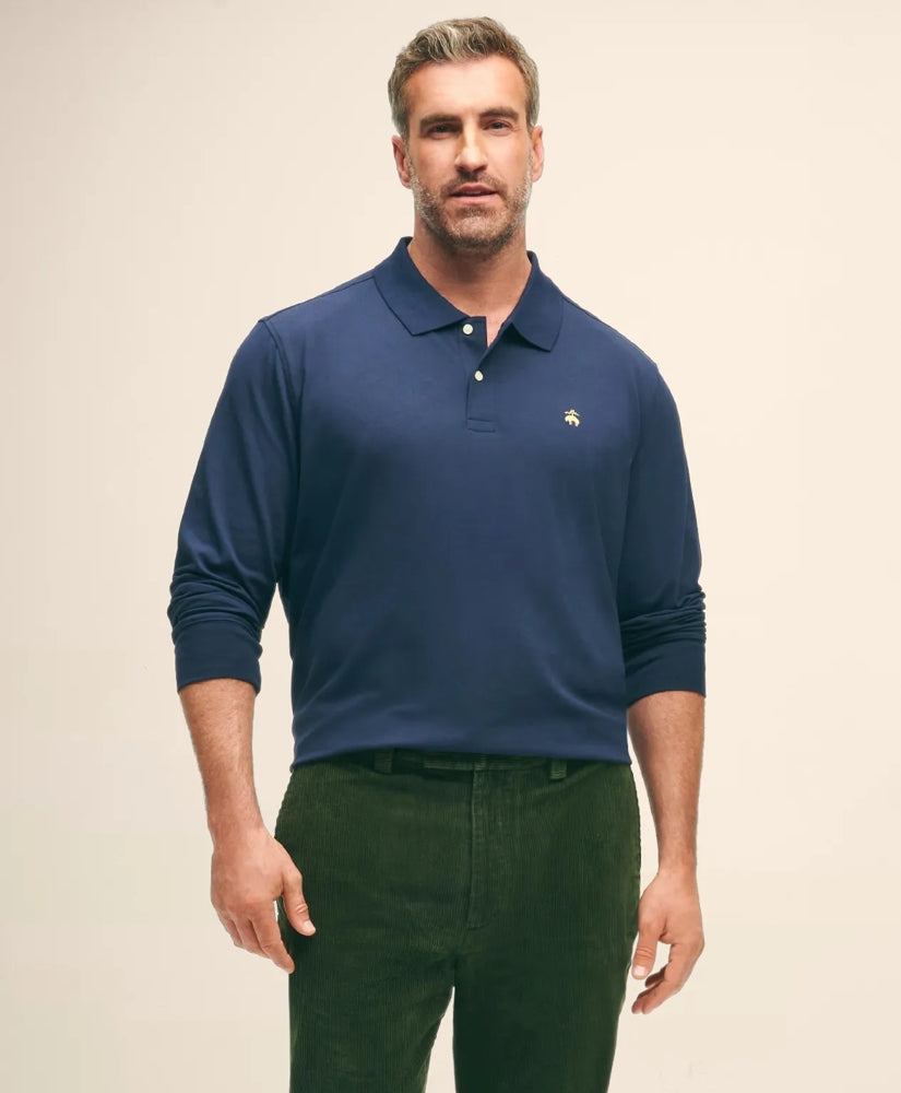Golden Fleece® Big & Tall Stretch Supima® Long-Sleeve Polo Shirt | Brooks Brothers online shop