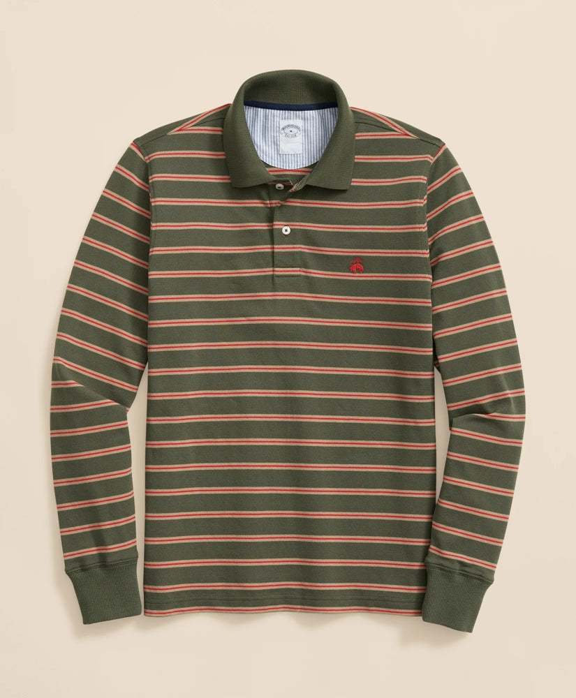 Golden Fleece® Stretch Supima® Long-Sleeve Striped Polo Shirt | Brooks Brothers online