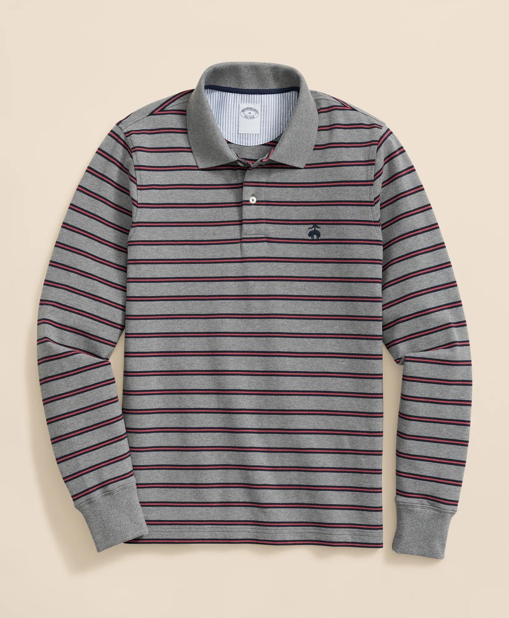 Golden Fleece® Stretch Supima® Long-Sleeve Striped Polo Shirt | Brooks Brothers online shop